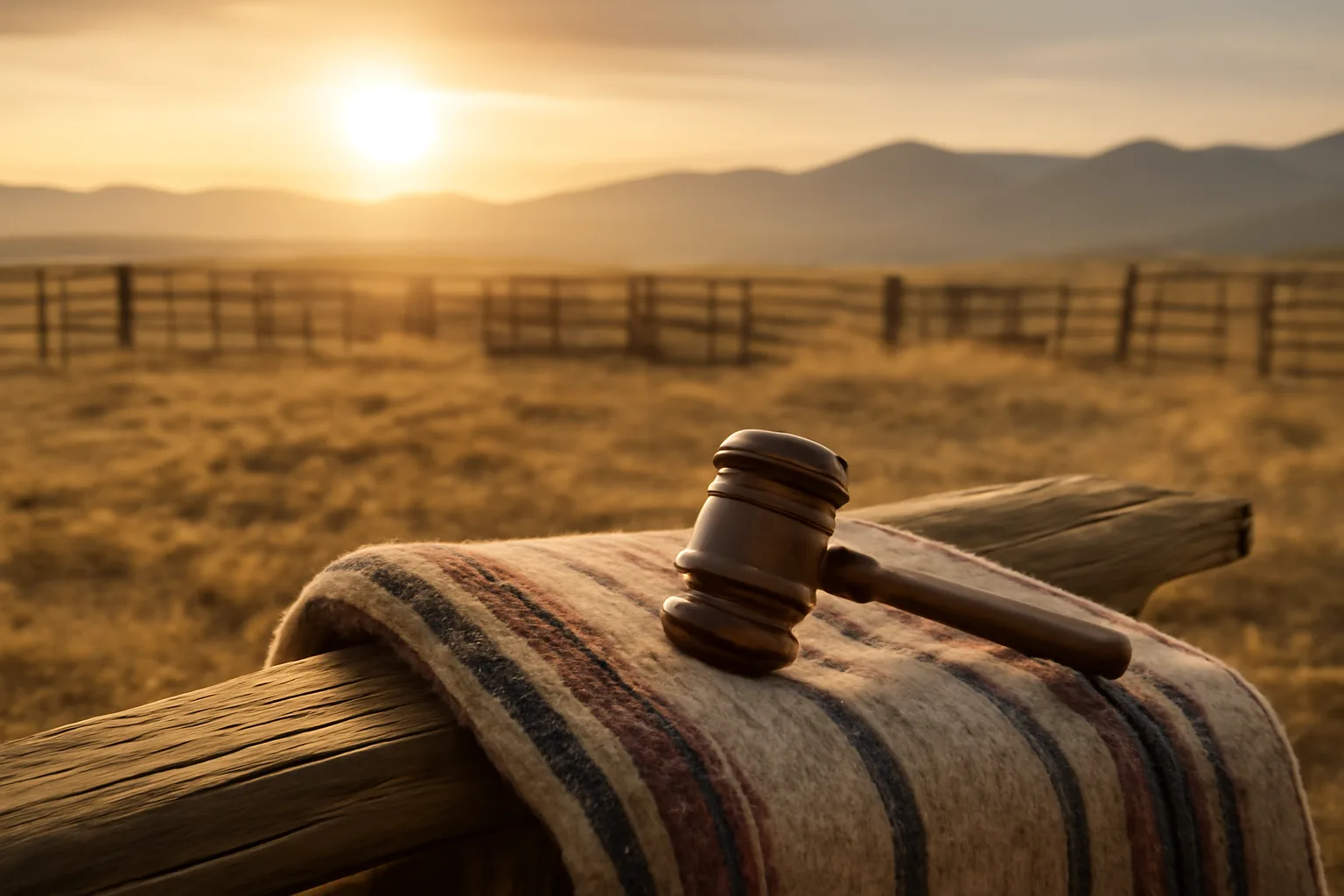 Wooden gavel on a wagon before a Colorado auction sale
