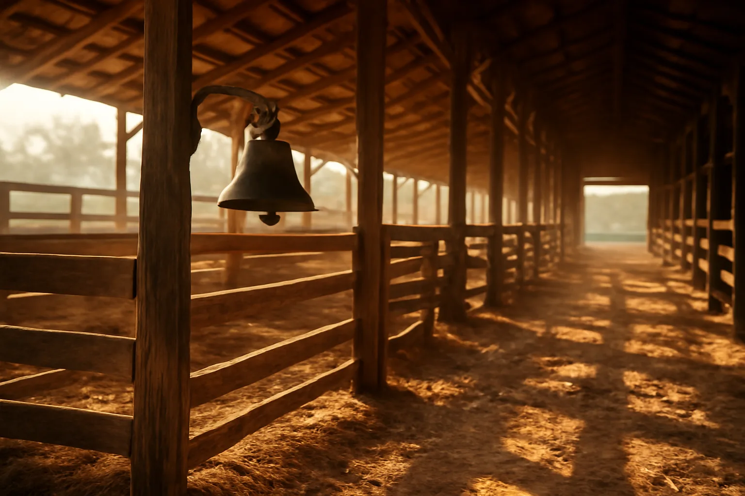 Empty Ocala barn aisle waiting for a Florida auctioneer sale