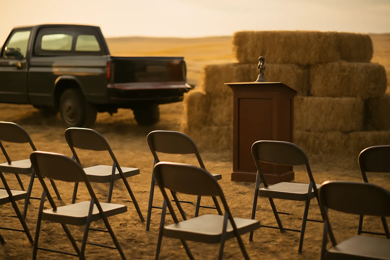 Outdoor Colorado auction setup waiting for an auctioneer to start